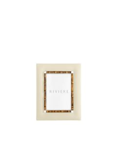Bice Small Leather Frame with Chrome Details and Bamboo Trim