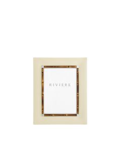 Bice Medium Leather Frame with Chrome Details and Bamboo Trim