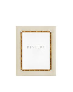 Bice Large Leather Frame with Chrome Details and Bamboo Trim