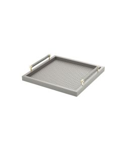 Diana Handwoven Square Tray with Handwoven Leather Handles and Gold Details