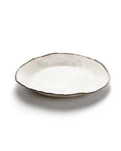 Extra Large Serving Bowl, White Gold Rim