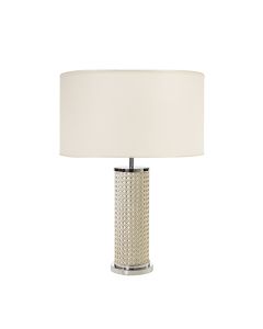 Flavia Handbraided Table Lamp with Ivory Body and Chrome Details