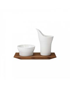 Pulse Sugar and Creamer on Wood Tray