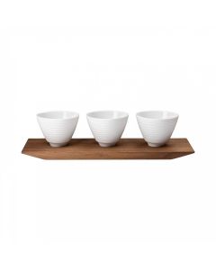 Set of 3 Pulse Bowls on Wood Tray