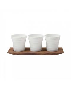 Set of 3 Pulse Lanterns (Candleholders) on Wood Tray