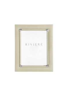 Thea No. 1 Large Leather Picture Frame with Braided Trim and Chrome Details