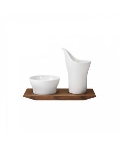 Velvet Sugar and Creamer on Wood Tray