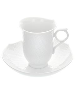 White Wave Coffee Cup & Saucer